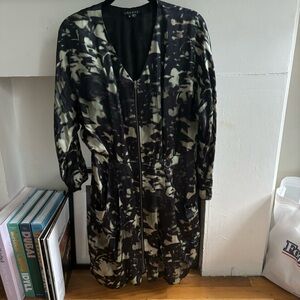 Tan and Black Patterned Theory Mini Dress